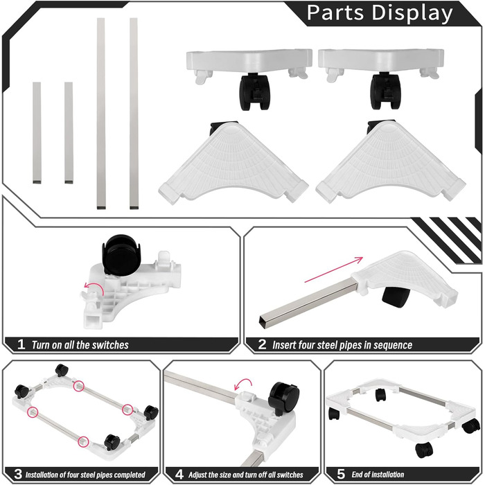 Підставка для комп'ютера Liitrton Mobiler - регульована, на коліщатках, білий колір