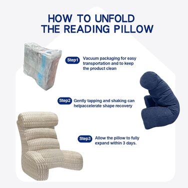 Тінунія Корінь для тіла з підголовником та подушкою для спини, для читання/роботи/перегляду/ігор/відпочинку (Бежевий)