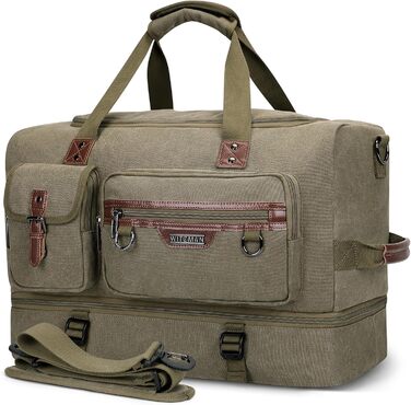 Дорожня сумка WITZMAN Canvas Weekender 30 л ручна поклажа з відділенням для взуття (A8010, армійський зелений)