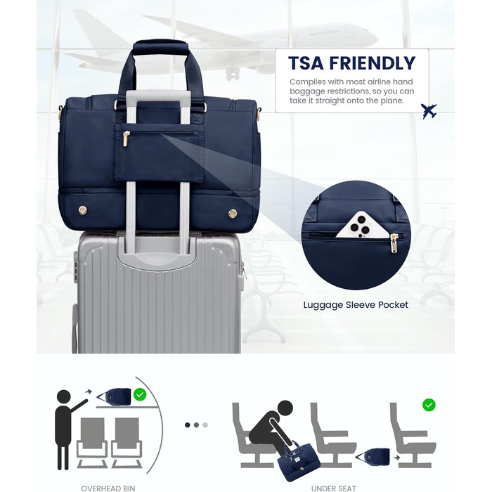 Спортивна сумка LOVEVOOK: дорожня/пляжна сумка, weekender, з кишенями для взуття та мокрого одягу, водонепроникна, для подорожей, відпочинку, спорту, зелена (L, синя)