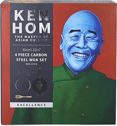 Кен Хом KH420001 міні-Вок з вуглецевої сталі, Excellence, індукційний вок, Фенольна ручка, можна мити в посудомийній машині, гарантія 2 роки (31 см, Набір для приготування Вок Excellence)