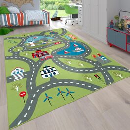 Дитячий килимок Paco Home для дитячої кімнати, ігровий килимок з вуличним мотивом нековзний зеленого кольору, розмір 200 см Квадрат 200 см Квадратний зелений