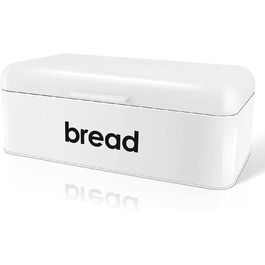 Хлібниця з відкидною кришкою, вінтажний металевий контейнер для зберігання хліба, тостів, печива, великої місткості та сучасного дизайну (42 x 22,5 x 16 см) (білий)