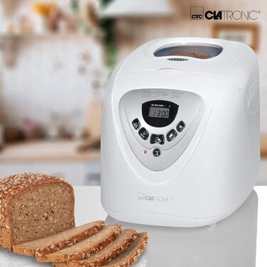 Клатронна хлібопічка - випікаємо свіжий хліб в домашніх умовах Автоматична функція підготовки та збереження тепла Хлібопекарська машина з таймером Просте керування за допомогою дисплея 12 програм випікання (BBA 3505)