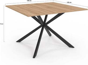 Обідній стіл Alix, квадратний, на металевих ніжках, 120 см, для 8 осіб