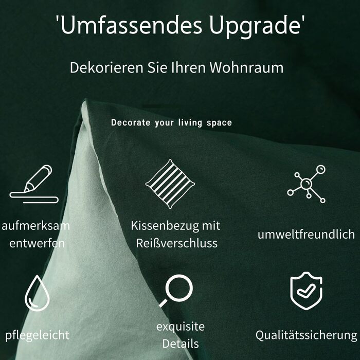 Бетлічна постільна білизна Baumwolle 200x220 см. Зелений, темно-зелений, салатний колір. Комплект: простирадло 200x220 см та 2 наволочки 80x80 см з блискавкою. Бавовна.