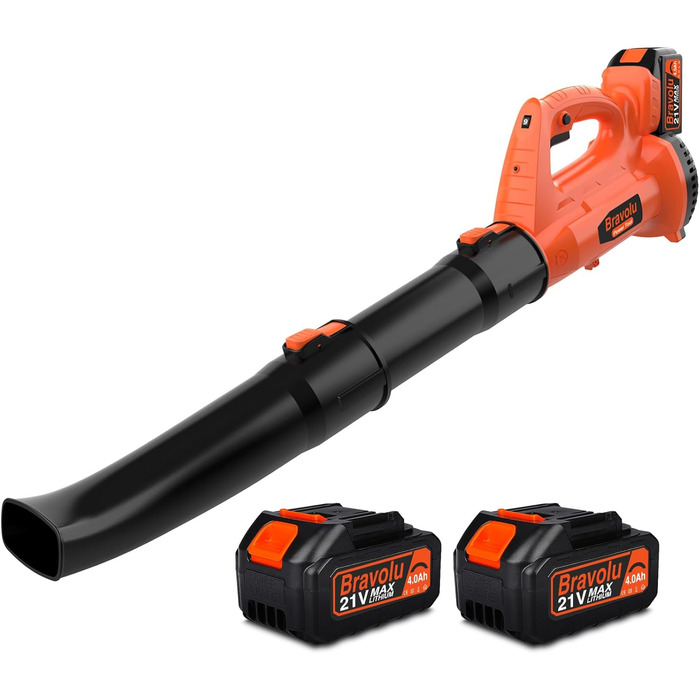 Акумуляторний повітродувач Bravolu 21V, 210 км/год, 4.0 Ah, 6 швидкостей (4000mAh x 2) з акумулятором та зарядним пристроєм
