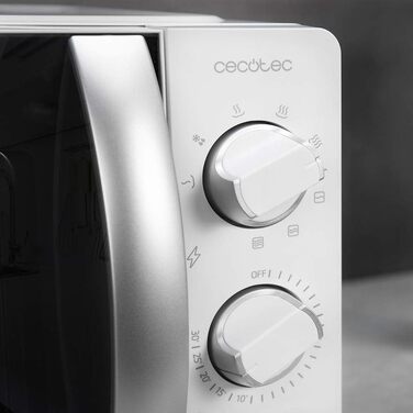 Мікрохвильова піч Cecotec ProClean 3060 20 л з грилем, 700 Вт, Ready2Clean, 6 режимів, 3D Wave, срібляста (Inox), дзеркальні дверцята