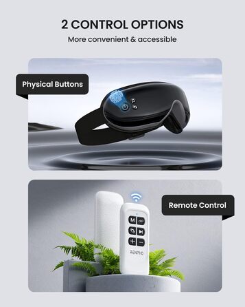 Масажер для очей RENPHO Eyeris 1 з пультом, підігрівом, вібрацією та Bluetooth, акумуляторний. Для сухих очей, подарунок для жінок та чоловіків (чорний)