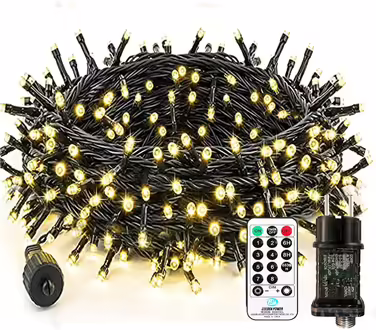 Світлодіодна гірлянда Bzavor 55 м, 500 LED, з пультом, таймером, IP65, тепле біле світло, для ялинки, весілля, вулична водонепроникна гірлянда на 220В