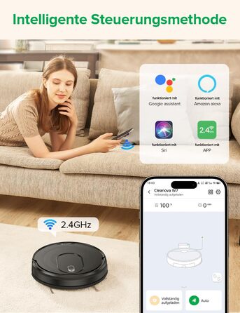 Робот-пилосос Vexilar W7 з функцією миття підлоги, 5000Pa, LiDAR навігація, тихий (50 dB), 150 хвилин роботи, 15 зон заборони, 5 карт, керування зі смартфона та пульта