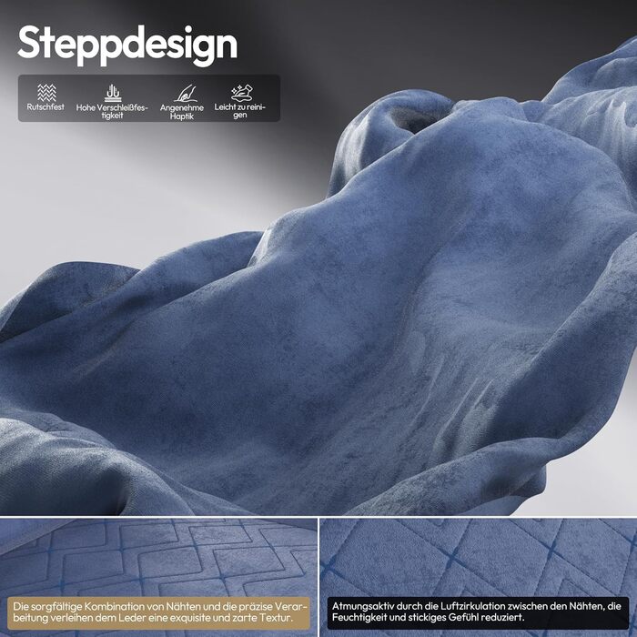 Ігровий крісло Dowinx з масажем, ергономічний дизайн, підставка для ніг, тканинний чохол, поперекова подушка, підголовник, 200 кг, блакитний