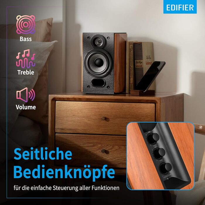 Edifier R1280T: Активні референсні колонки 2.0 - 42W RMS, Коричневий, Без Bluetooth, Для ПК та Студії