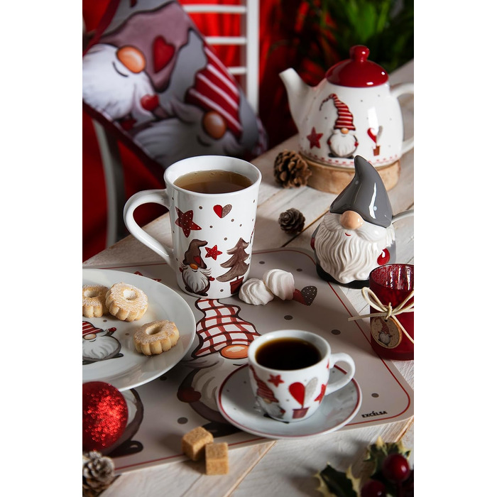 Excelsa Гномі серветки для столу, набір 6 шт, поліпропілен, червоний та зелений кольори