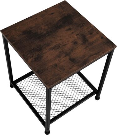 Журнальний столик tectake з дерева та металу, промисловий дизайн, журнальний столик з двома ярусами, 45,5 x 45,5 x 55,5 см, для спальні вітальні, чорний металевий каркас (індустріальний темно-коричневий)