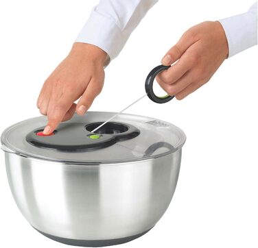 Салатниця-швидкокрутка Emsa Turboknopf 4.5 л з нержавіючої сталі, чорна