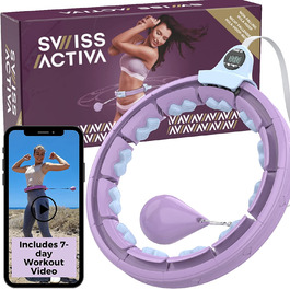 Швейцарський обруч Activa Smart Hula Hoop-Обруч, який не падає-Обруч Smart Hula Hoop для дорослих з вагою і виступами-Обруч для фітнесу для схуднення (S5 Purple Blue)