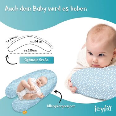 Подушка для годування Joyfill® Premium з мікроперлин - ідеальна для сну та годування | Зручна та тиха подушка для сну на боці | Виготовлено в Німеччині | Подушка для годування (170см, сніжинки)