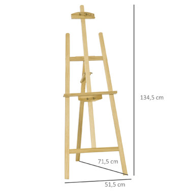 Мольберт HOMCOM Easel Studio з деревини сосни 90° регульований натуральний 51,5x71,5x134,5см для художників та художників
