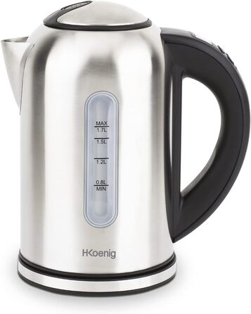 Чайник H.Koenig BOE50, програмований, гаряча вода, зелений, білий, чорний чай, ароматизований чай, настої, кава, 1,7 л, нержавіюча сталь, від 40 до 100 C, сріблястий колір