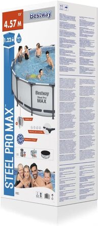 Каркасний басейн Bestway Steel Pro, комплект з фільтруючим насосом та аксесуарами, 457 x 122 см, синій 457x122 см Blue
