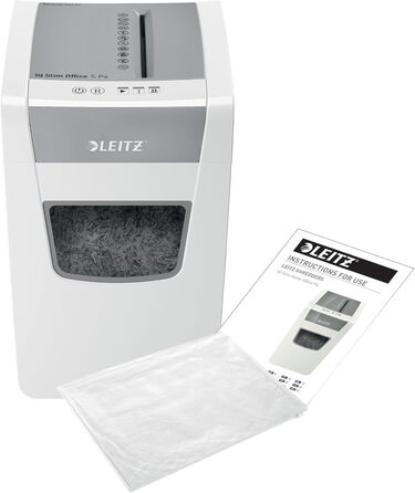 Шредер Leitz IQ Office S Slim: безпечне знищення документів, P4, 12 листів, тихий, 23L, білий
