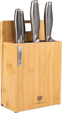 Набір ножів Karl Hausmann 5 шт. з магнітним блоком з бамбука - набір кухонних ножів з нержавіючої сталі