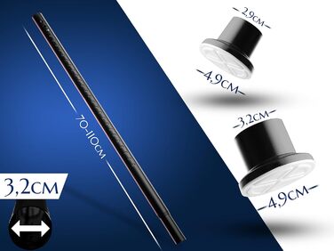 Штанга для душу без свердління 160-210 см, Ø 32 мм, з кріпленнями - для завіс у ванну, міжкімнатні перегородки та кухня