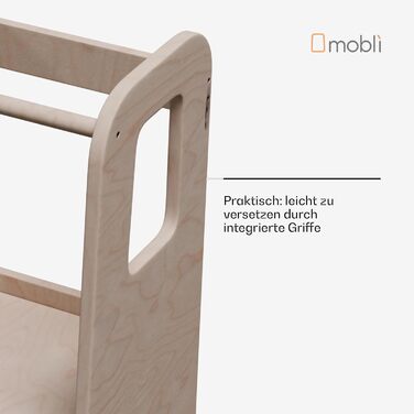 Стілець-лесенка Montessori Mobli для малюків: регульовані сходинки для незалежності та безпеки. Білий (шпон, дерев'яний малюнок)