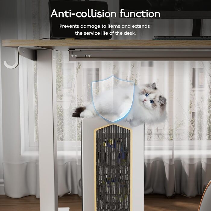 Регульований стіл 80x160 см, електричний з функціями пам'яті та захисту від зіткнень, висота 70–117 см, для офісу, дому та геймінгу (колір натурального дерева)