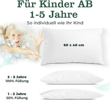 Подушка для дитини CALMONT Kinderkopkissen, 40x60 см, бавовняний чохол, сертифікат Oeko-TEX, Made in Europe