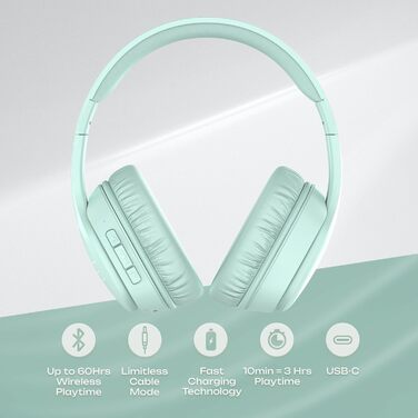 Накладні навушники PowerLocus P7 Bluetooth, складні, режими басів, Hi-Fi, USB-C, тривалий час автономної роботи