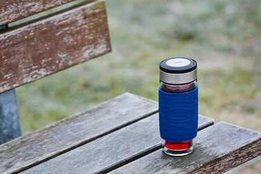 Емса N20805 Чайний горнятко з подвійними стінками | 0,4 л | знімний фільтр | без BPA | 100% герметичне | не протікає | придатне для миття в посудомийній машині | 360° отвір для пиття | Синій