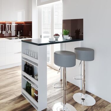 Барний стіл Vicco Bartisch-Set з 2 барними стільцями, 117 x 57 см (Білий/Сірий)