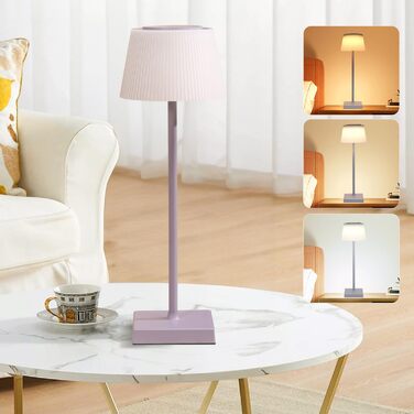 LED лампа Aigostar на акумуляторі, торшери бездротові, торшер з сенсорним керуванням, регулювання яскравості, 3 колірні температури, нічник IP54 вологостійкий для дому та саду, спальня, вітальня, ресторан, сад - (фіолетовий)