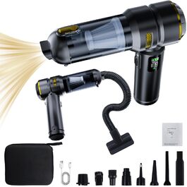 Акумуляторний ручний пилосос HOVIN для авто та дому, потужність 24000 Па, 3 режими роботи, бездротовий, чорно-золотий