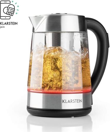 Електричний чайник Klarstein Ostfriese з частуванням, 1.7 л, 2200 Вт, 4 температурні режими, Cool-Touch, нержавіюча сталь & скло