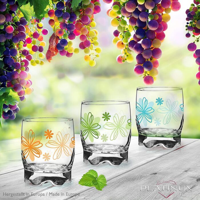 Набір склянок для пиття з квітковим принтом, 6 шт., 250 мл, для води, маленькі склянки для соку з красивим дном