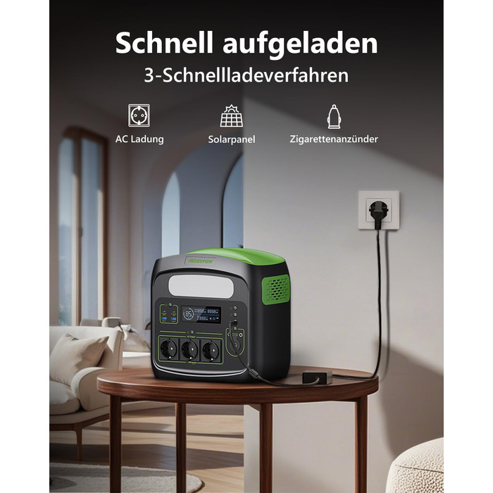 Портативна електростанція NECESPOW N7576 700W (пікова 1400W) 483.84Wh з 3 розетками AC, LiFePO4 акумулятор, чиста синусоїда, USB-C PD100W, сонячний генератор для кемпінгу, дому, CPAP