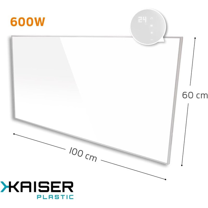 Інфрачервовий обігрівач KAISER® 450W з LCD-дисплеєм - панельний обігрівач для дому, офісу та ванної кімнати. Можливість монтажу на стіну/стелю або мобільне використання. Енергозберігаючий електрообігрівач з термостатом та пультом дистанційного керування.