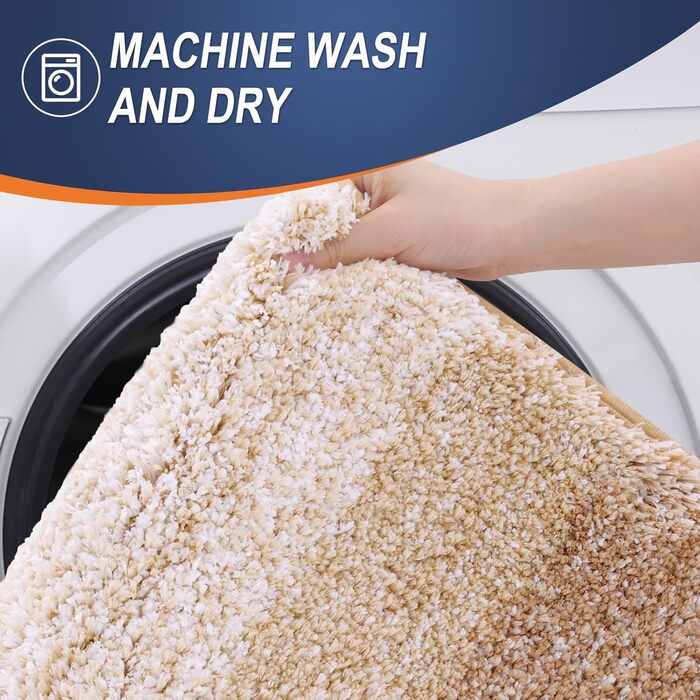 Килимок для ванної кімнати OLANLY, мікрофібра, антиковзання, 50.8 x 81.3 см, бежевий