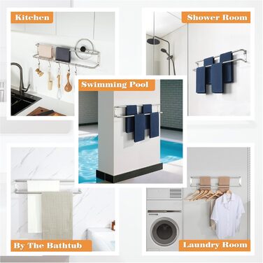 Тримач для рушників подвійний з нержавіючої сталі 304, 80 см, для ванної кімнати та кухні