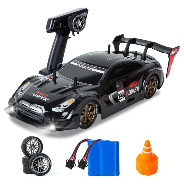 RC Автомобіль для дрифту 1:14 4WD GT – Радіокерування, пропорційний газ, чорний колір – Іграшка для дітей та дорослих