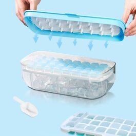 Лоток для кубиків льоду з кришкою, безпечна для харчових продуктів силіконова форма для кубиків льоду, звільніть всі кубики льоду за одну секунду, повторно використовуйте