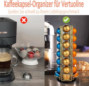 Підставка для капсул Nespresso Vertuo – обертова, на 35 капсул (золота)