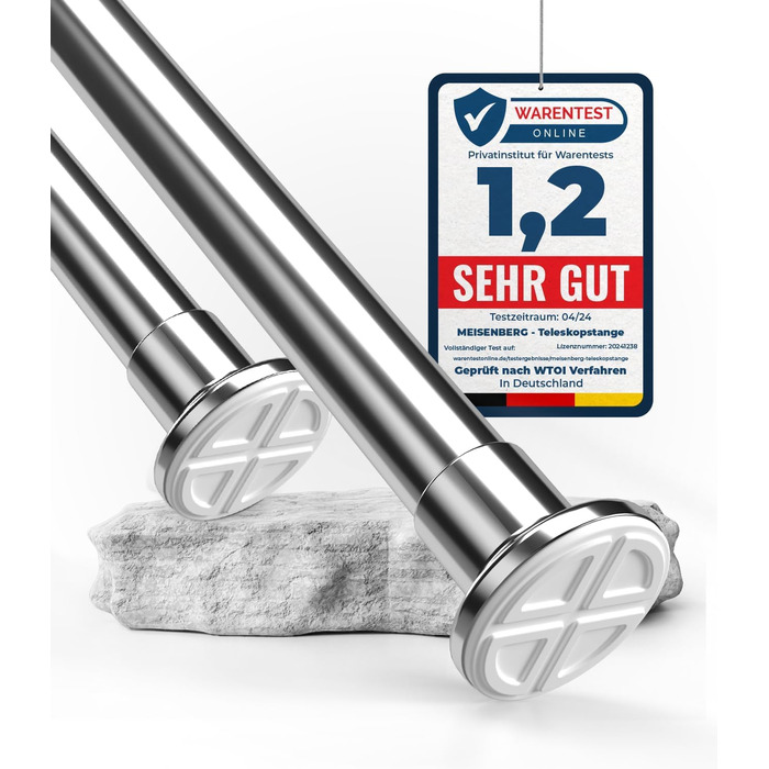 Штанга для душу без свердління 160-210 см, Ø 32 мм, штанга для завіс з кріпленнями - клямки, для ванної кімнати, кухні та міжкімнатних перегородок (210-260 см, нержавіюча сталь срібна)