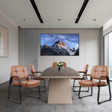 Крісла для відпочинку Big & Tall Clatina з підлокітниками, шкіра, стаціонарна база, без коліс, для офісу, лобі, дому, переговорів, конференцій, зони відпочинку, коричневий, 1 шт.