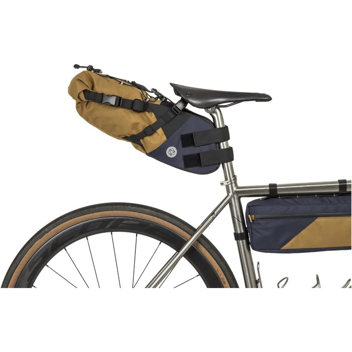 Велосипед AGU Seat-Pack Saddlebag, сідло 10 л для байкпакінгу, водовідштовхувальне, світловідбиваюче, легке складання, 100 перероблений поліестер - (блакитний арманьяк)