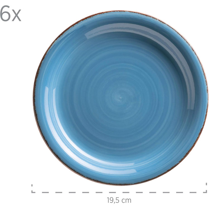 Набір вінтажного посуду 30шт на 6 персон Керамічний обідній сервіз з ручним розписом Керамограніт (синій)