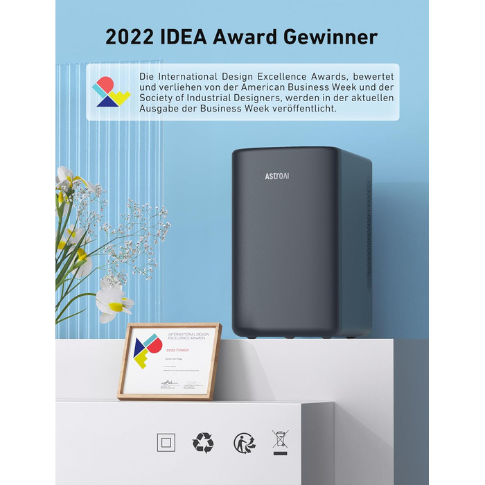 AstroAI Міні холодильник 2 в 1, 6 літрів: охолодження та підігрів, 12V/220V, для авто, офісу, гуртожитку, чорний